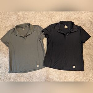Carhartt Women's Polo Shirts Short Sleeves Olive Green & Black Two Mediums